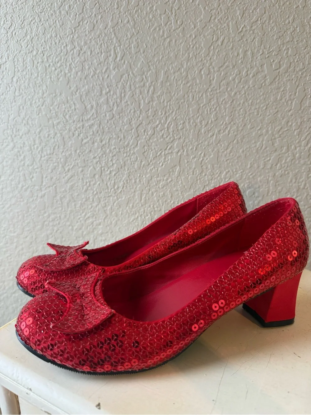 Ellie Red Sequin Low Heel Women's Dress Pumps - Halloween Dorothy shoes
